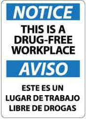 NMC - "Notice - This Is a Drug-Free Workplace", 14" Long x 10" Wide, Pressure-Sensitive Vinyl Safety Sign - Rectangle, 0.004" Thick, Use for Accident Prevention - Apex Tool & Supply