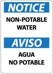 NMC - "Notice - Non-Potable Water", 14" Long x 10" Wide, Rigid Plastic Safety Sign - Rectangle, 0.05" Thick, Use for Accident Prevention - Apex Tool & Supply