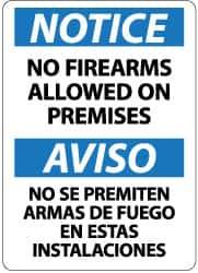 NMC - "Notice - No Firearms Allowed on Premises", 14" Long x 10" Wide, Aluminum Safety Sign - Rectangle, 0.04" Thick, Use for Accident Prevention - Apex Tool & Supply