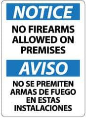 NMC - "Notice - No Firearms Allowed on Premises", 14" Long x 10" Wide, Pressure-Sensitive Vinyl Safety Sign - Rectangle, 0.004" Thick, Use for Accident Prevention - Apex Tool & Supply