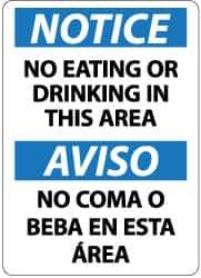 NMC - "Notice - No Eating or Drinking in This Area", 14" Long x 10" Wide, Aluminum Safety Sign - Rectangle, 0.04" Thick, Use for Security & Admittance - Apex Tool & Supply
