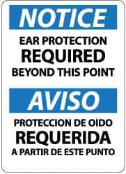 NMC - "Notice - Ear Protection Required Beyond This Point", 14" Long x 10" Wide, Rigid Plastic Safety Sign - Rectangle, 0.05" Thick, Use for Accident Prevention - Apex Tool & Supply
