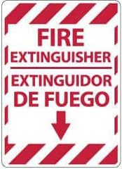 NMC - Fire Extinguisher, Pressure Sensitive Vinyl Fire Sign - 14" Wide x 10" High, English/Spanish - Apex Tool & Supply