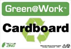 NMC - "Green @ Work - Cardboard", 7" Long x 10" Wide, Rigid Plastic Safety Sign - Rectangle, 0.01" Thick, Use for Restroom, Janitorial & Housekeeping - Apex Tool & Supply