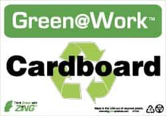 NMC - "Green @ Work - Cardboard", 7" Long x 10" Wide, Rigid Plastic Safety Sign - Rectangle, 0.01" Thick, Use for Restroom, Janitorial & Housekeeping - Apex Tool & Supply