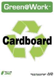 NMC - "Green @ Work - Cardboard", 14" Long x 10" Wide, Rigid Plastic Safety Sign - Rectangle, 0.01" Thick, Use for Restroom, Janitorial & Housekeeping - Apex Tool & Supply