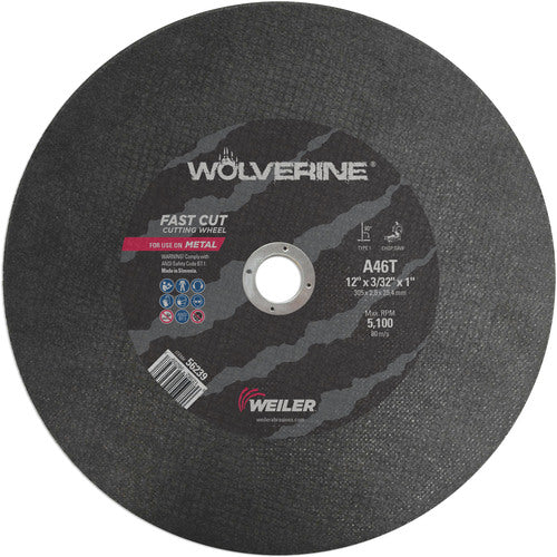 12″ × 3/32″ Type 1 Cut-Off Wheel, A46T, 1″ Arbor Hole - Apex Tool & Supply