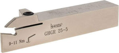 Iscar - External Thread, 5mm Min Groove Width, 140mm OAL, Right Hand Indexable Grooving Cutoff Toolholder - 25mm Shank Height x 25mm Shank Width, GI../TIP Insert Style, GHG Toolholder Style, Series Cut Grip - Apex Tool & Supply