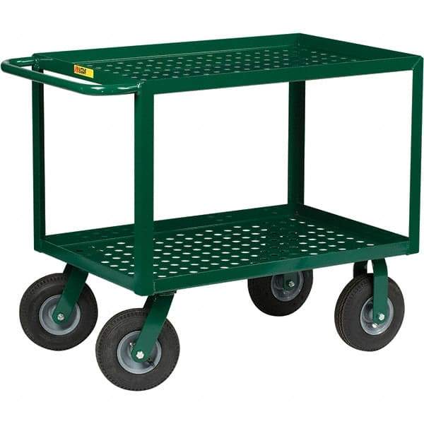 Little Giant - 1,000 Lb Capacity, 24" Wide x 36" Long x 35" High Service Cart - 2 Shelf, Steel, Pneumatic Casters - Apex Tool & Supply