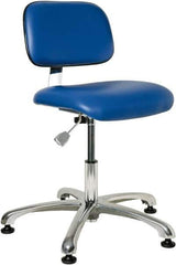 Bevco - 17 to 22" High Adjustable Height Swivel Stool - 25" Wide x 25" Deep, Vinyl Seat, Blue - Apex Tool & Supply