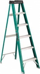 Louisville - 5 Steps, 6' High, Type II Rating, Fiberglass Step Ladder - Apex Tool & Supply