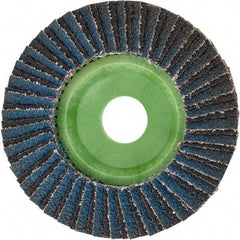 Norton - 40 Grit, 4-1/2" Disc Diam, 7/8" Center Hole, Type 27 Ceramic Alumina Flap Disc - 13,300 Max RPM, Polyester Backing, Arbor Attaching System, Coated - Apex Tool & Supply