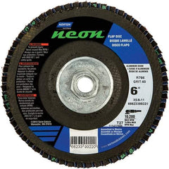 Norton - 80 Grit, 6" Disc Diam, 5/8-11 Center Hole, Type 27 Ceramic Alumina Flap Disc - 10,200 Max RPM, Polyester Backing, Arbor Attaching System, Coated - Apex Tool & Supply