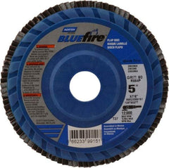 Norton - 80 Grit, 5" Disc Diam, 7/8" Center Hole, Type 27 Zirconia Alumina Flap Disc - 12,000 Max RPM, Cloth Backing, Arbor Attaching System, Coated - Apex Tool & Supply