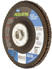 Norton - 60 Grit, 6" Disc Diam, 5/8-11 Center Hole, Type 27 Ceramic Alumina Flap Disc - 10,200 Max RPM, Polyester Backing, Arbor Attaching System, Coated - Apex Tool & Supply