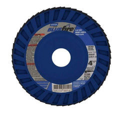 Norton - 36 Grit, 4-1/2" Disc Diam, 7/8" Center Hole, Type 27 Zirconia Alumina Flap Disc - 13,300 Max RPM, Cloth Backing, Arbor Attaching System, Coated - Apex Tool & Supply