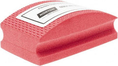 Norton - Fine Grade, 200 Grit, Diamond Hand Pad - Red, 2-1/8" Wide x 3-1/2" Long x 1-1/2" Thick, Nonwoven - Apex Tool & Supply