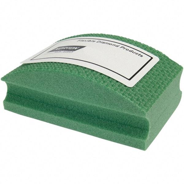 Norton - Coarse Grade, 60 Grit, Diamond Hand Pad - Green, 2-1/8" Wide x 3-1/2" Long x 1-1/2" Thick, Nonwoven - Apex Tool & Supply