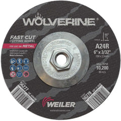 6″ × 3/32″ Type 27 Cutting Wheel, A24R, 5/8″-11 UNC Nut - Apex Tool & Supply