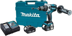Makita - 18 Volt 1/2" Keyless Chuck Cordless Hammer Drill - 0 to 34,000 BPM, 0 to 400 & 0 to 1,500 RPM, Reversible, Ergonomic Handle - Apex Tool & Supply