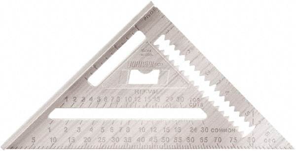 Johnson Level & Tool - 7" Blade Length x 7" Base Length, Powder Coated Finish, Aluminum Rafter Square - 1/8" Graduation - Apex Tool & Supply