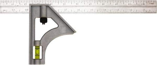 Johnson Level & Tool - 1 Piece, 12" Combination Square Set - 1/8, 1/16 & 1/32" (Inch) Graduation, Stainless Steel Blade, Plastic Head - Apex Tool & Supply