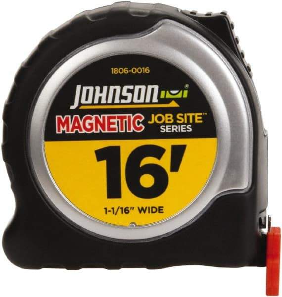Johnson Level & Tool - 16' x 1-1/16" Tape Measure - 1/16" Graduation, Inch Graduation Style - Apex Tool & Supply