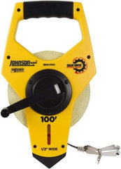 Johnson Level & Tool - 100' x 1/2" Tape Measure - 1/8" (Face) & 1/10" (Back) Graduation, Inch Graduation Style - Apex Tool & Supply