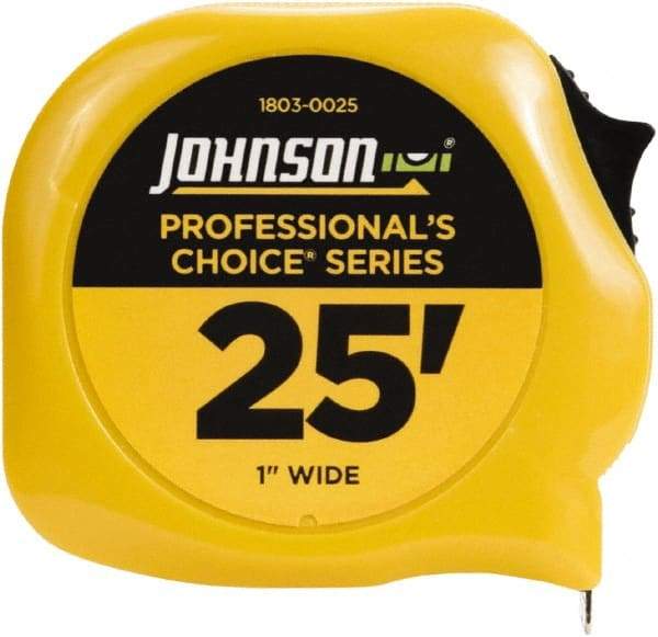 Johnson Level & Tool - 25' x 1" Tape Measure - 1/16" Graduation, Inch Graduation Style - Apex Tool & Supply