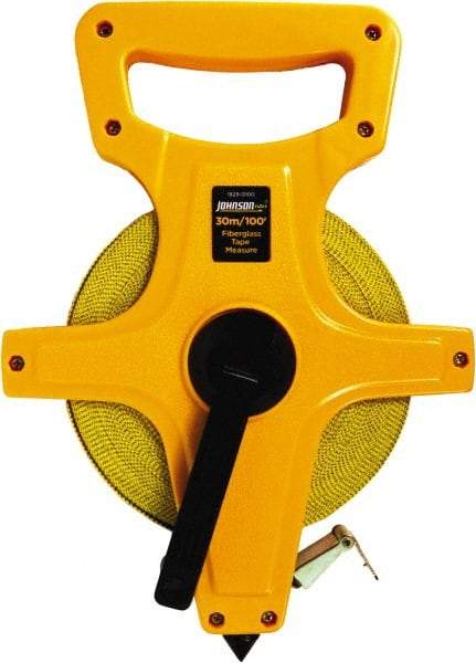 Johnson Level & Tool - 100' x 1/2" Tape Measure - 1/8" & 1mm Graduation, Inch/Metric Graduation Style - Apex Tool & Supply