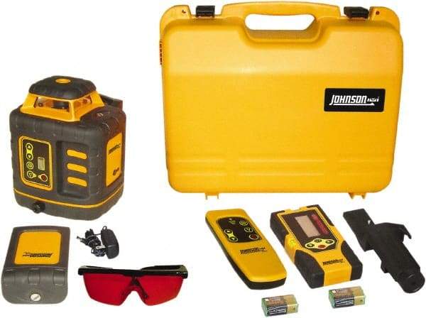 Johnson Level & Tool - 2,000' (Exterior) Measuring Range, 1/8" at 100' Accuracy, Self-Leveling Rotary Laser - ±3° Self Leveling Range, 150, 200, 250 & 300 RPM, 2 Beams, NiMH Battery Included - Apex Tool & Supply