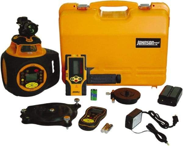 Johnson Level & Tool - 2,000' (Exterior) Measuring Range, 1/16" at 100' Accuracy, Self-Leveling Rotary Laser - 300, 600 & 1,100 RPM, 2 Beams, Lithium-Ion Battery Included - Apex Tool & Supply