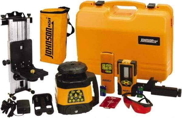 Johnson Level & Tool - 1,500' (Exterior) Measuring Range, 1/8" at 100' Accuracy, Self-Leveling Rotary Laser - 200, 500 RPM, 2 Beams, NiMH Battery Included - Apex Tool & Supply
