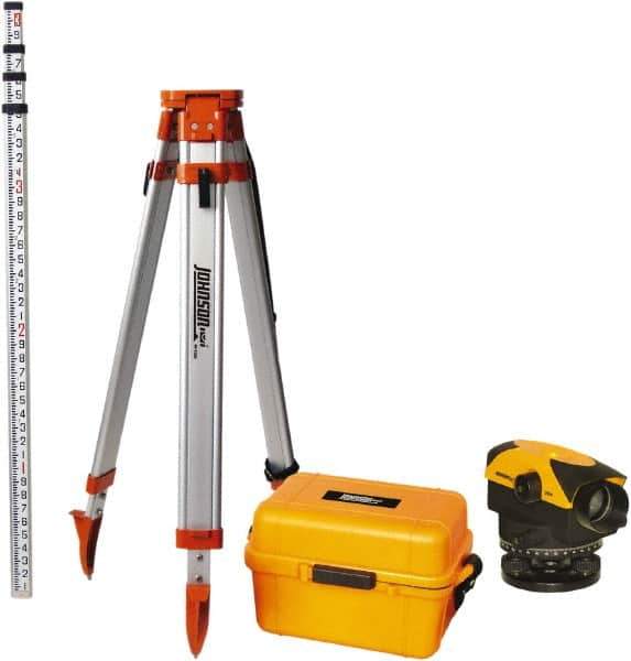 Johnson Level & Tool - 32x Magnification, 2.62 to 450 Ft. Measuring Range, Automatic Optical Level Kit - Accuracy 1/16 Inch at 200 Ft., Kit Includes Tripod, 13 Grade Rod, Hard Shell Carrying Case - Apex Tool & Supply