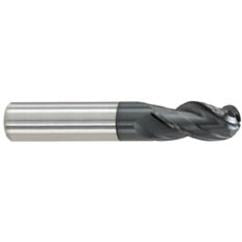 5/32" Dia. - 7/16" LOC - 2" OAL - Ball Nose 3 FL Carbide S/E HP End Mill-AlTiN - Apex Tool & Supply