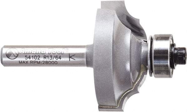 Amana Tool - 1-1/4" Cut Diam, 1/2" Length of Cut, 2 Flute Classical Edge Profile Router Bit - Carbide-Tipped, 1/4" Shank Diam, 2" OAL, Uncoated - Apex Tool & Supply