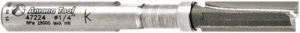 Amana Tool - 1/4" Cut Diam, 3/4" Length of Cut, 2 Flute Pattern-Cutting Edge Profile Router Bit - Carbide-Tipped, 1/4" Shank Diam, 3/4" OAL, Uncoated - Apex Tool & Supply