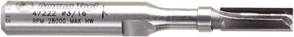 Amana Tool - 3/16" Cut Diam, 1/2" Length of Cut, 2 Flute Pattern-Cutting Edge Profile Router Bit - Carbide-Tipped, 1/4" Shank Diam, 2" OAL, Uncoated - Apex Tool & Supply