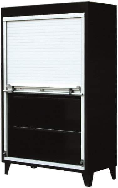 Strong Hold - 4 Shelf Roll Up Storage Cabinet - Steel/Aluminum, 60" Wide x 24" Deep x 78" High, Dark Gray - Apex Tool & Supply