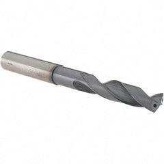 Walter-Titex - 7/16" 150° Spiral Flute Solid Carbide Screw Machine Drill Bit - Tinal Finish, Right Hand Cut, 55mm Flute Length, 118mm OAL, Form V+A Point, Straight Shank, Through Coolant - Apex Tool & Supply