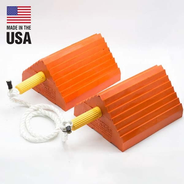 Checkers - 1 2-Piece 8-1/2" Wide x 5" High x 10" Deep Polyurethane Wheel Chock - Apex Tool & Supply