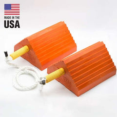 Checkers - 1 2-Piece 8-1/2" Wide x 5" High x 10" Deep Polyurethane Wheel Chock - Apex Tool & Supply