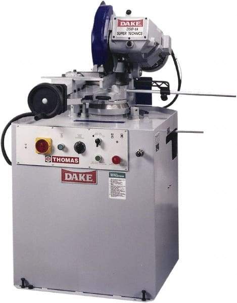 Dake - Variable Cutting Speed, 350mm Blade Diam, Cold Saw - 20 to 105 RPM Blade Speed, Floor Machine, 3 Phase, Compatible with Ferrous/Non-Ferrous Material - Apex Tool & Supply