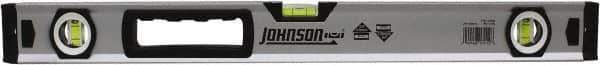 Johnson Level & Tool - 24" Long 3 Vial Box Beam Level - Aluminum, Yellow, 2 Plumb & 1 Level Vials - Apex Tool & Supply