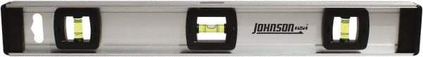 Johnson Level & Tool - 18" Long 3 Vial I-Beam Level - Aluminum, Silver, 2 Plumb & 1 Level Vials - Apex Tool & Supply