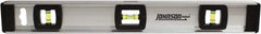 Johnson Level & Tool - 18" Long 3 Vial I-Beam Level - Aluminum, Silver, 2 Plumb & 1 Level Vials - Apex Tool & Supply