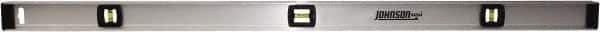 Johnson Level & Tool - 48" Long 3 Vial I-Beam Level - Aluminum, Silver, 2 Plumb & 1 Level Vials - Apex Tool & Supply