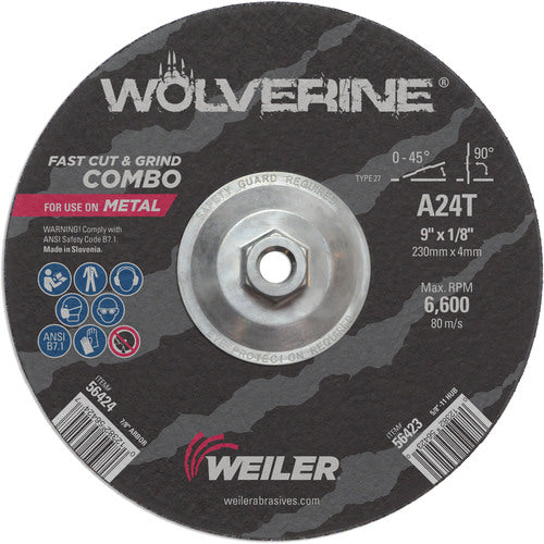 Vortec Pro 9″ × 1/8″ Type 27 Cutting Wheel, A24T, 5/8″-11 UNC Nut - Apex Tool & Supply