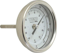 Wika - 2-1/2 Inch Long Stem, 3 Inch Dial Diameter, Stainless Steel, Back Connected Bi-Metal Thermometer - -40 to 50°C, 1% Accuracy - Apex Tool & Supply