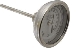 Wika - 4 Inch Long Stem, 3 Inch Dial Diameter, Stainless Steel, Back Connected Bi-Metal Thermometer - -20 to 60°C, 1% Accuracy - Apex Tool & Supply